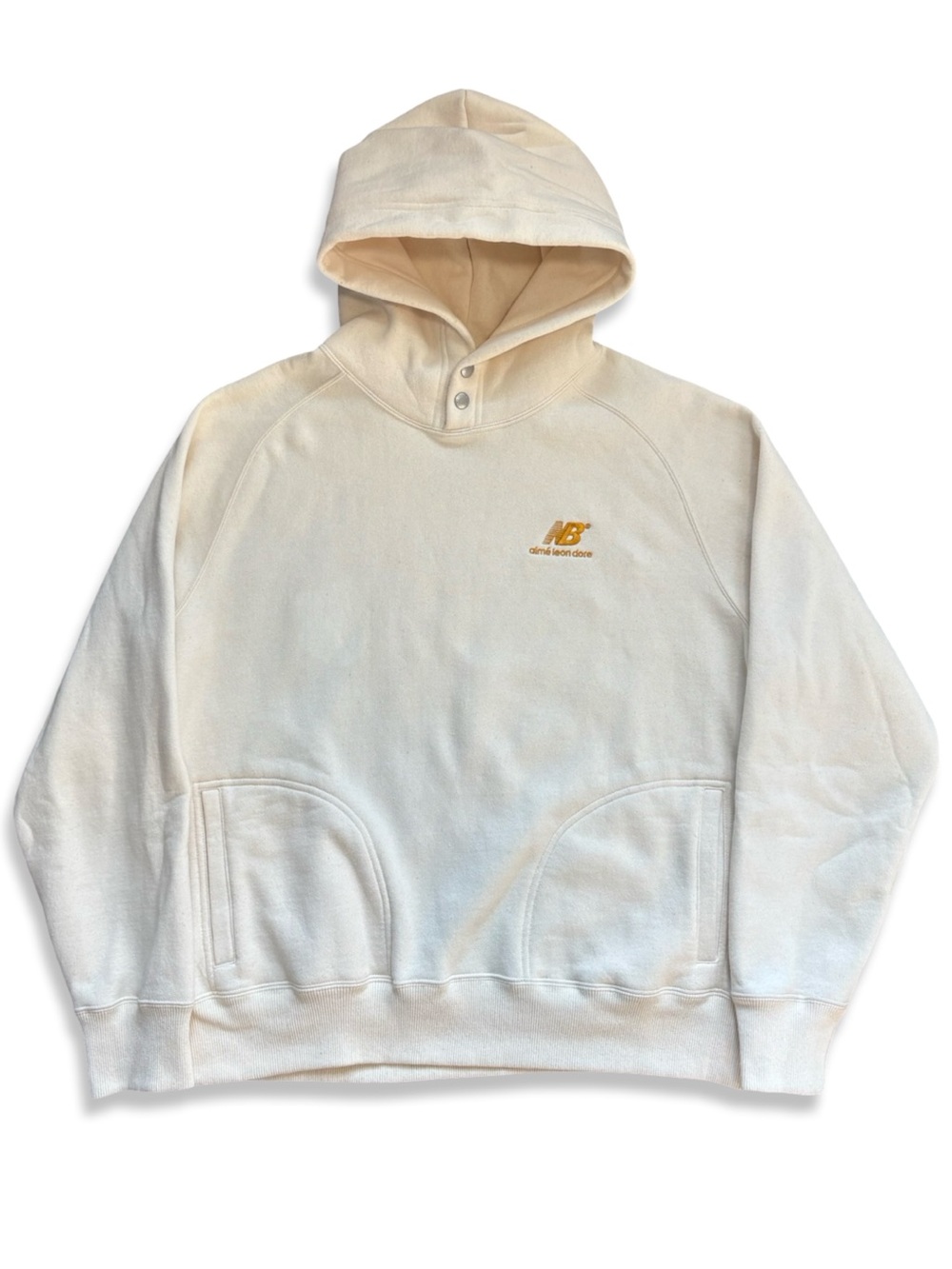 New Balance x Aimé Leon Dore Cream Heavyweight Hooded Pullover Snap Sweatshirt